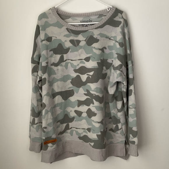 Simply Southern Sweaters - Simply Southern Gray and White WOMENS Camo Shirt size XL
